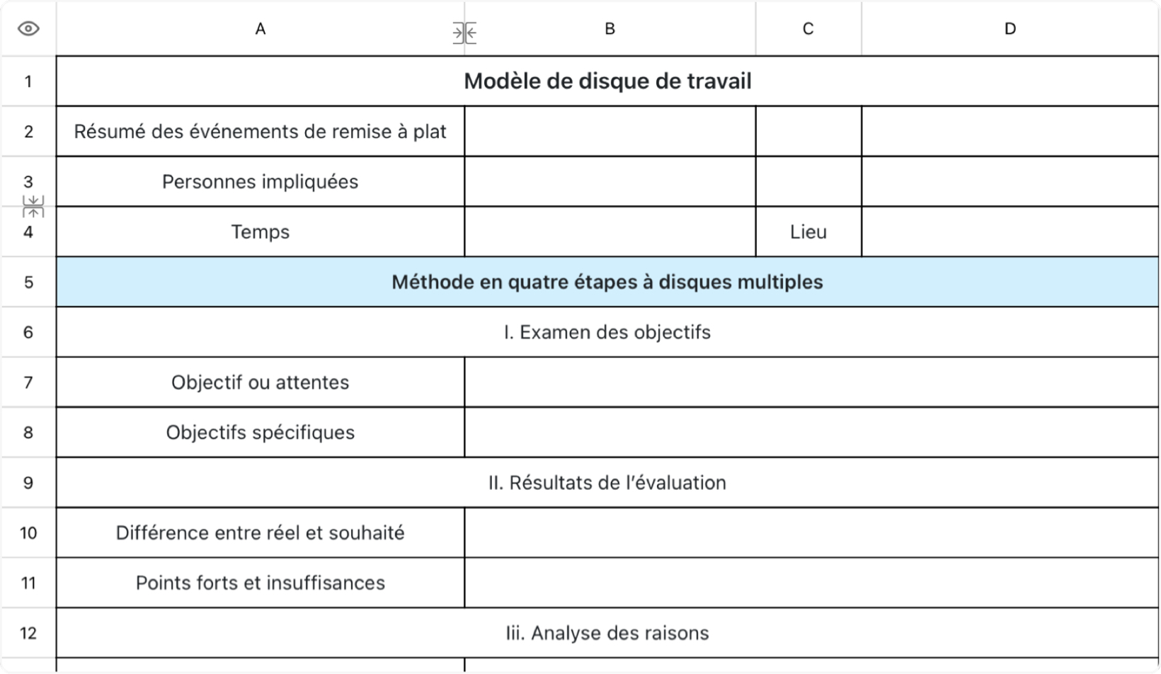 Modèle de disque de travail
